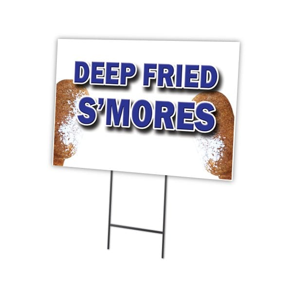 Deep Fried Smores Yard Sign & Stake outdoor plastic coroplast window, C-1824 Deep Fried Smores